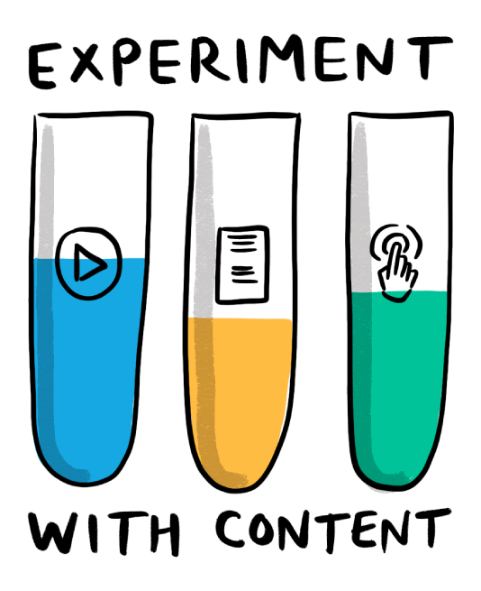experiment with content and little test tubes graphic